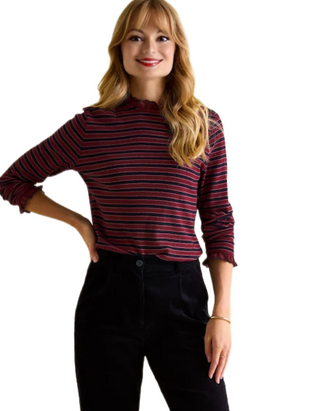 Women's Grace Long Sleeve Jersey Top in Burgundy