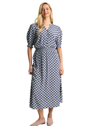 Womens Printed Laurie Viscose Midaxi Dress in Blue