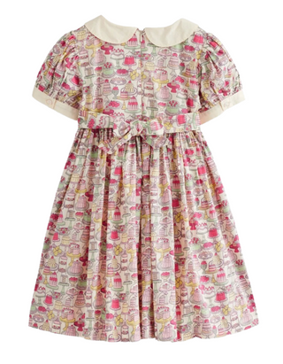 Mini Boden Girl’s Short Sleeve Nostalgic Occasion Smock Dress in Pink Mix