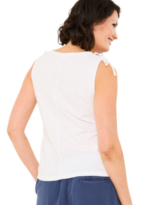 Women's Sleeveless Claudia Embroidered Jersey Tank in White