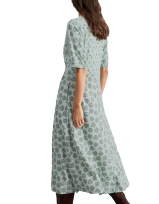 Women's Long Sleeve Printed Megan Midi Jersey Dress in Light Green