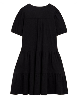 Women's Clara Cotton Tiered Jersey Dress in Pure Black