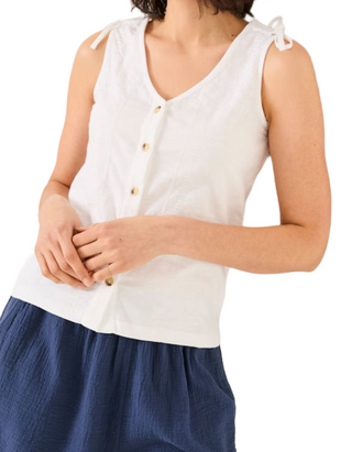 Women's Sleeveless Claudia Embroidered Jersey Tank in White