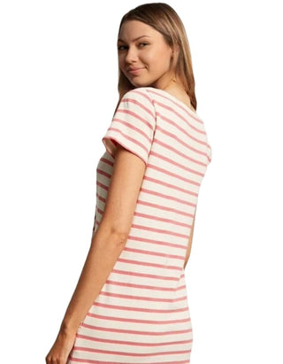 Women's Kea Henley Button Down A-Line Dress in Pink