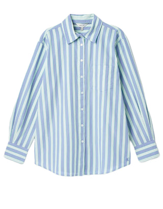 Women's Amilla Cotton Stripe Shirt in Blue
