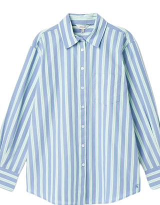 Women's Amilla Cotton Stripe Shirt in Blue