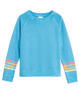 Women's Contrast Sleeve Stripe Sweatshirt in Blue
