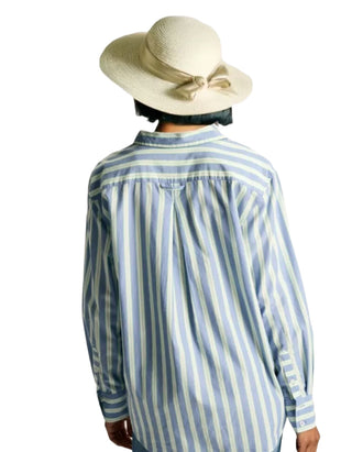 Women's Amilla Cotton Stripe Shirt in Blue