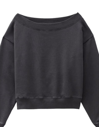 Women's Carlota Off Shoulder Sweatshirt in Black (Imperfect)