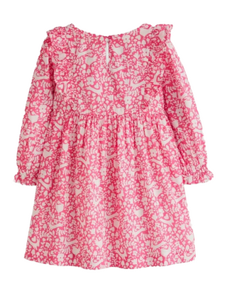 Mini Boden Girls' Frill Tiered Woven Dress in Pink Woodland Toile