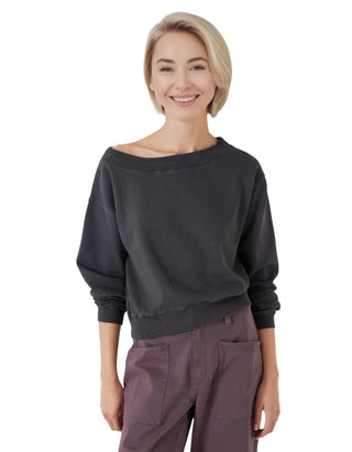 Women's Carlota Off Shoulder Sweatshirt in Black (Imperfect)