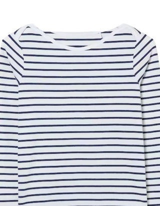 Women's Long Sleeve Cotton Breton T-Shirt in Ivory