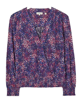 Women’s Long Sleeve Layered Spot Wrap Top in Purple