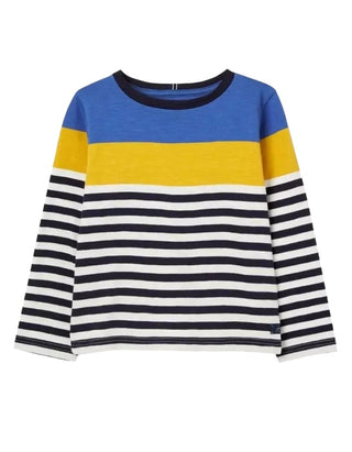 Boy's Long Sleeve Striped Whitlock Crew T-shirt in Blue (imperfect)