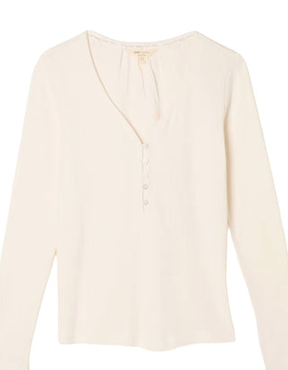 Women's Lila Pointelle Henley Top in Ivory