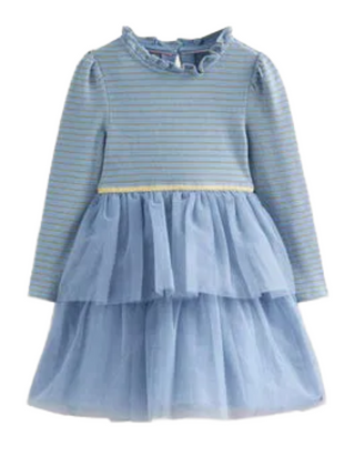 Mini Boden Girls' Sparkly Tulle Mix Dress in Blue