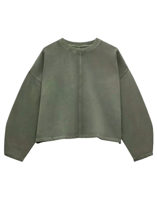 Women's Amara Seam Detail Sweatshirt in Green (Imperfect)