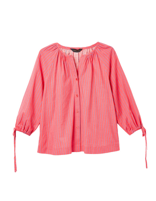 Women's 3/4 Sleeve Sylvie Tie Cuff Blouse in Blue/White