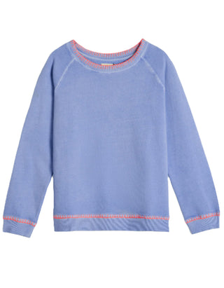 Women's Contrast Stitch Raglan Sweatshirt in Blue (IMPERFECT)