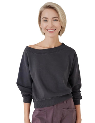 Women's Carlota Off Shoulder Sweatshirt in Black (Imperfect)