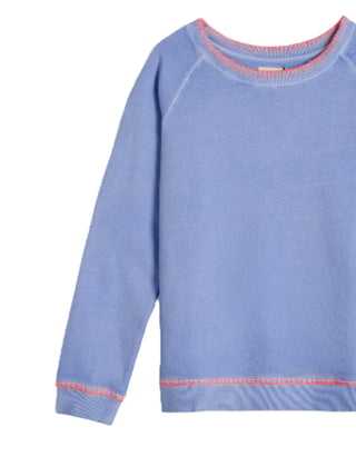Women's Contrast Stitch Raglan Sweatshirt in Blue (IMPERFECT)