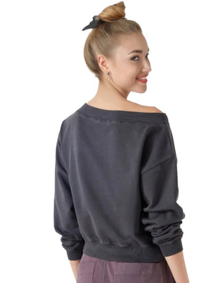 Women's Carlota Off Shoulder Sweatshirt in Black (Imperfect)