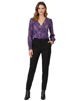 Women’s Long Sleeve Layered Spot Wrap Top in Purple