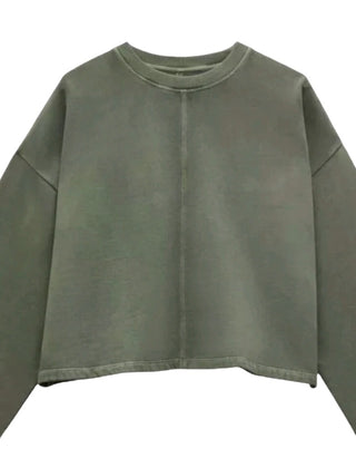 Women's Amara Seam Detail Sweatshirt in Green (Imperfect)