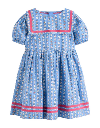 Mini Boden Girls' Floral Printed Heritage Sailor Dress in Blue