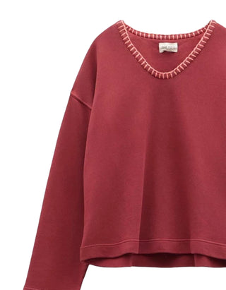 Women's Ellison Contrast Stitch Sweatshirt in Rose Red