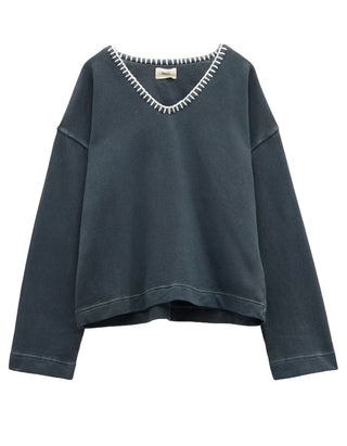 Women's Ellison Contrast Stitch Sweatshirt in Dark Grey (IMPERFECT)