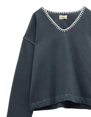 Women's Ellison Contrast Stitch Sweatshirt in Dark Grey (IMPERFECT)