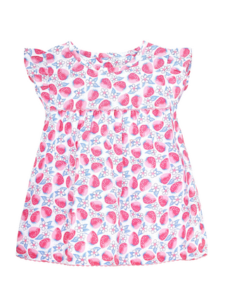 JoJo Maman Bebe Girls' Strawberry Bloom Pretty Blouse in Pink