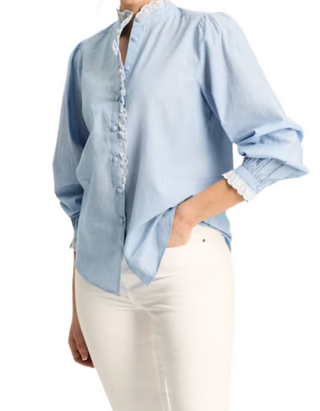 Women's' Valentina Broderie Trim Blouse in Blue