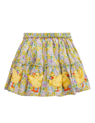 Mini Boden Girls Applique Tiered Skirt in Yellow Spring Bloom Chicks