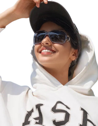 Women's Graphic Cropped Hoodie in White (Imperfect)