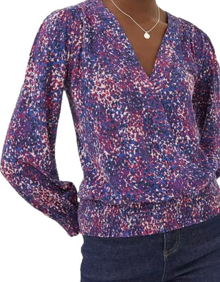 Women’s Long Sleeve Layered Spot Wrap Top in Purple