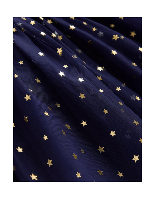 Mini Boden Girls' Rose Twirly Tulle Dress in College Navy Gold Stars