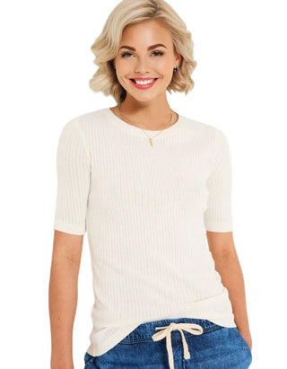 Women's Short Sleeve Callie Pointelle T-Shirt in Ivory (Imperfect)