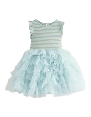 Mini Boden Girls' Petal Skirt Mix Tulle Dress in Vintage Blue