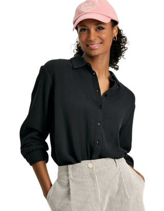 Women's Nell Button Through Everyday Essential Cotton Shirt in Navy