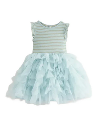 Mini Boden Girls' Petal Skirt Mix Tulle Dress in Vintage Blue (Imperfect)