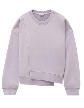 Women's Asymmetric Layered Washed Sweatshirt in Lilac (Imperfect)