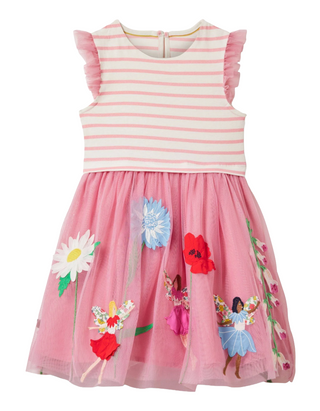 Mini Boden Girls' Applique Tulle Dress in Formica Pink Flower Fairy