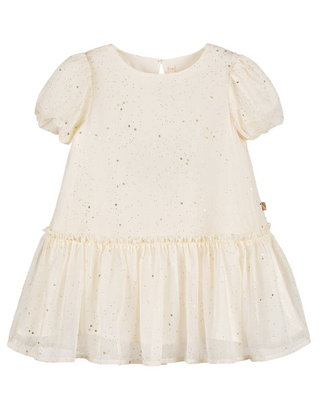 Billieblush Girls Starry Print Chiffon Dress in Cream & Gold