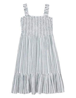 John Lewis Girls' Sheered Stripe Tiered Dress in White