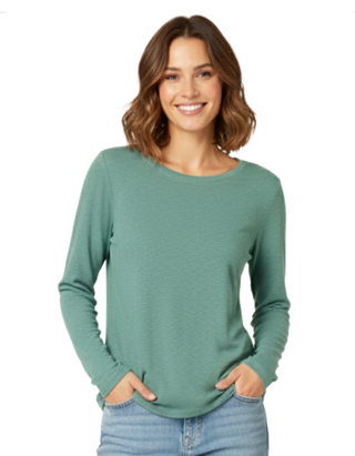 Women's Callie Duck Egg Long Sleeve Top in Teal Blue