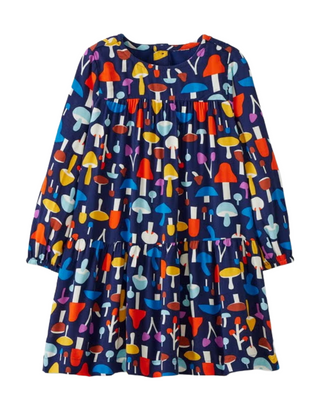 Girls' Woven Twirly Dress in Blue/Moody Mushrooms