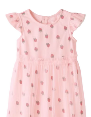 Hanna Andersson Girl's Soft Tulle Printed Daisy Dress in Pink/ Strawberry Sorbet