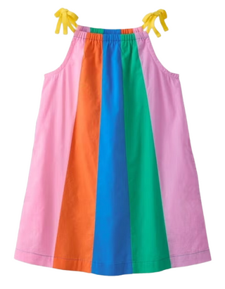 Girls' Rainbow Colorblock Pillowcase Dress in Multi